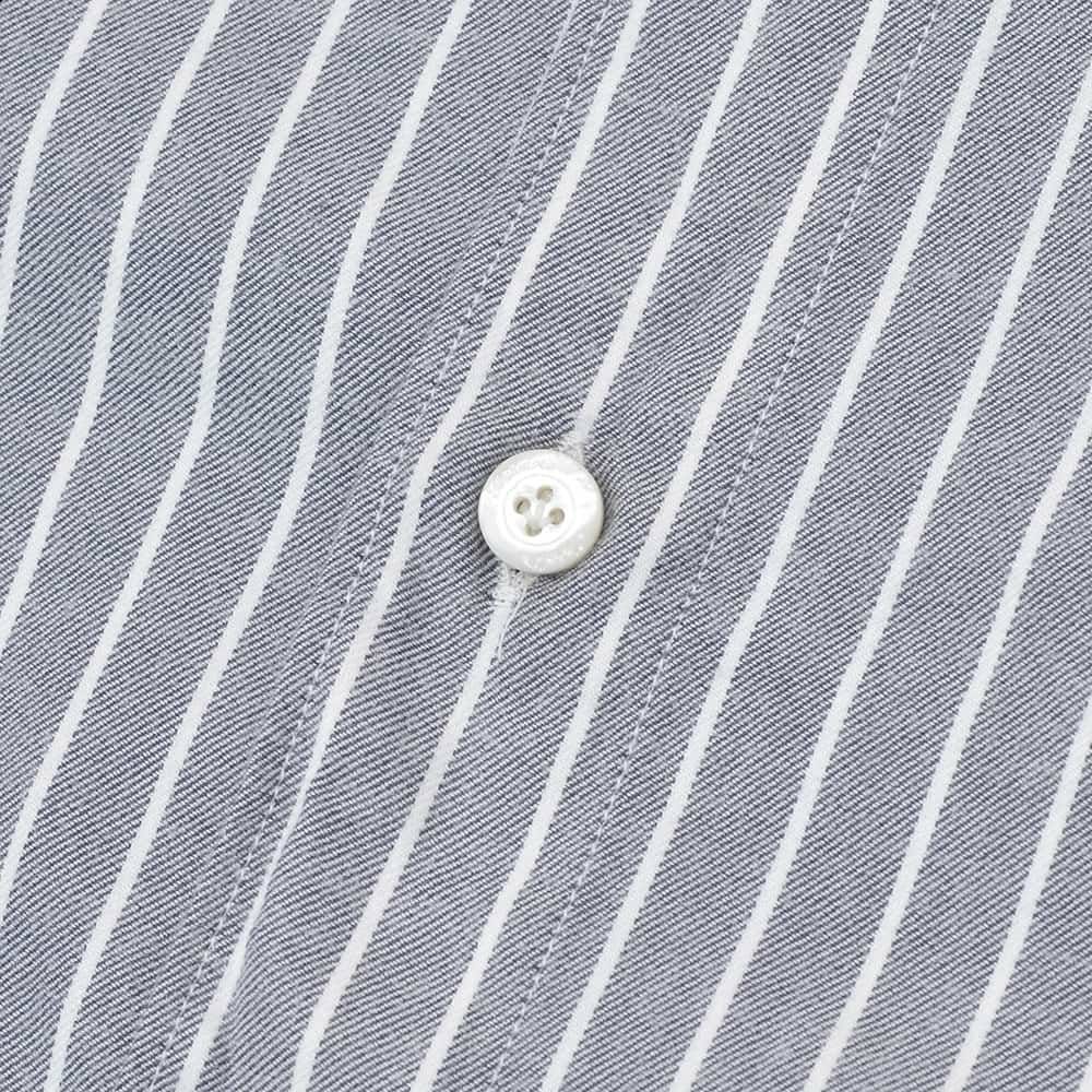 フィナモレFinamore長袖カジュアルシャツメンズSIMONEシモーネコットン生地ブルーグレーストライプブランドロゴ入り貝釦製品洗いカッタウェイ襟国内正規品でらでら公式ブランド