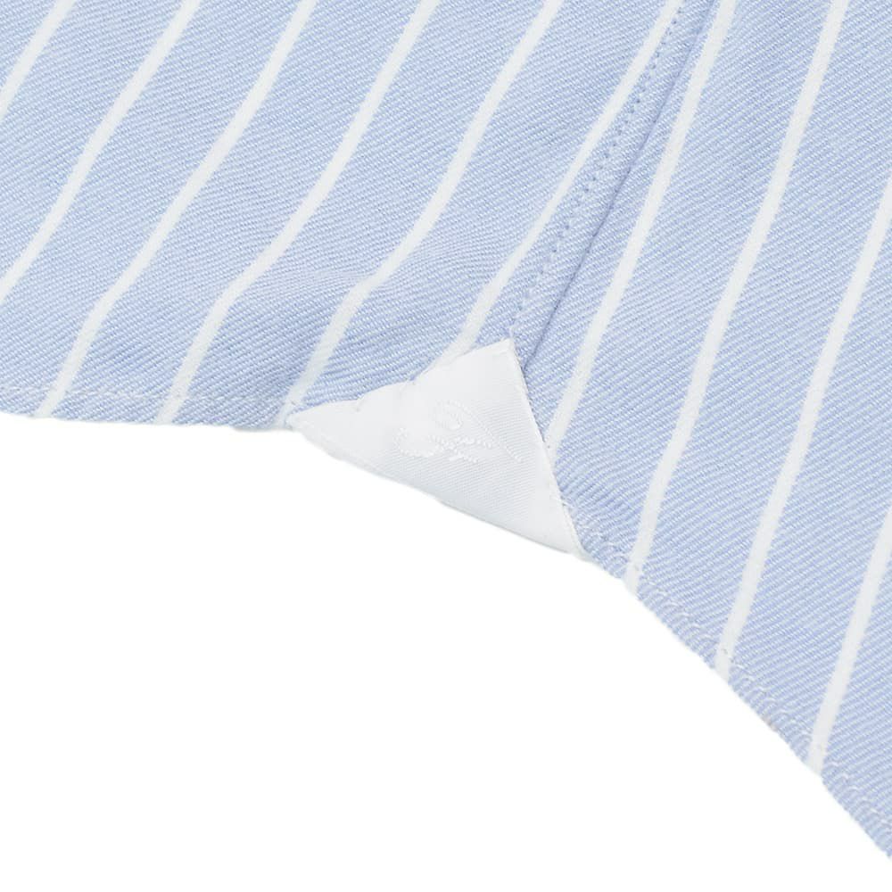 フィナモレFinamore長袖カジュアルシャツメンズSIMONEシモーネコットン生地サックスブルーストライプブランドロゴ入り貝釦製品洗いカッタウェイ襟国内正規品でらでら公式ブランド