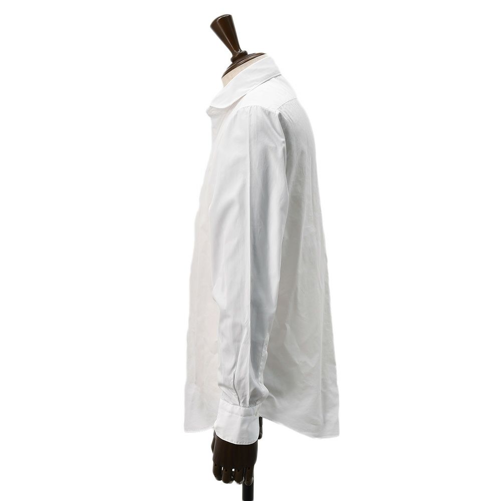 フィナモレFinamore長袖カジュアルシャツメンズSIMONEシモーネコットン生地ホワイト白ブランドロゴ入り貝釦製品洗いカッタウェイ襟国内正規品でらでら公式ブランド