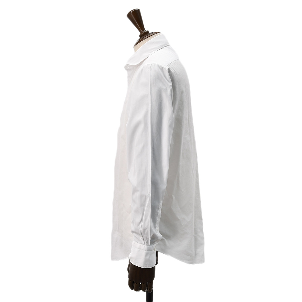 フィナモレFinamore長袖カジュアルシャツメンズSIMONEシモーネコットン生地ホワイト白ブランドロゴ入り貝釦製品洗いカッタウェイ襟国内正規品でらでら公式ブランド