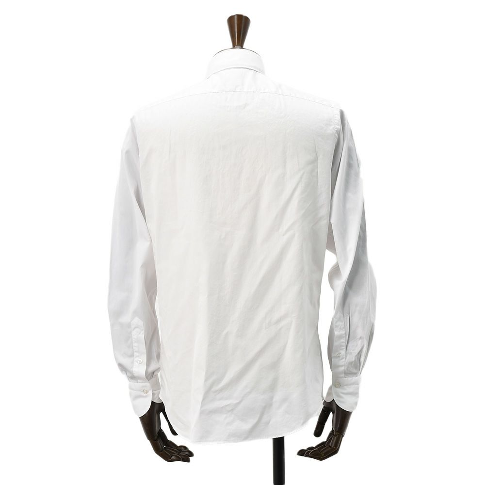 フィナモレFinamore長袖カジュアルシャツメンズSIMONEシモーネコットン生地ホワイト白ブランドロゴ入り貝釦製品洗いカッタウェイ襟国内正規品でらでら公式ブランド