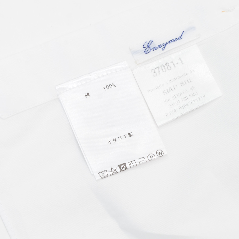 フィナモレFinamore長袖カジュアルシャツメンズSIMONEシモーネコットン生地ホワイト白ブランドロゴ入り貝釦製品洗いカッタウェイ襟国内正規品でらでら公式ブランド