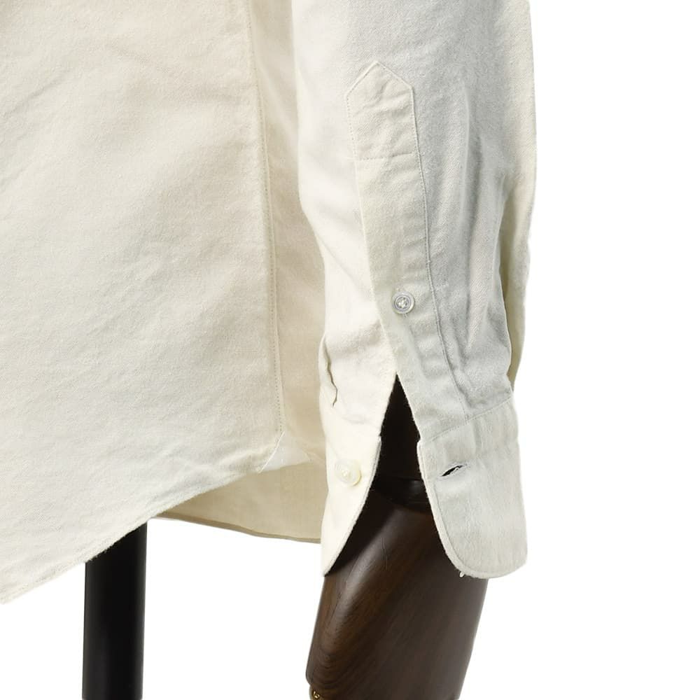 フィナモレFinamore長袖カジュアルシャツメンズSIMONEシモーネコットン生地オフホワイトベージュブランドロゴ入り貝釦製品洗いカッタウェイ襟国内正規品でらでら公式ブランド