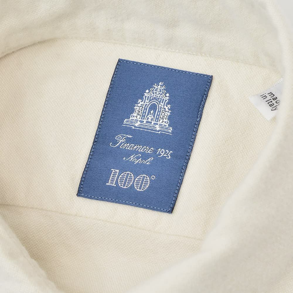 フィナモレFinamore長袖カジュアルシャツメンズSIMONEシモーネコットン生地オフホワイトベージュブランドロゴ入り貝釦製品洗いカッタウェイ襟国内正規品でらでら公式ブランド