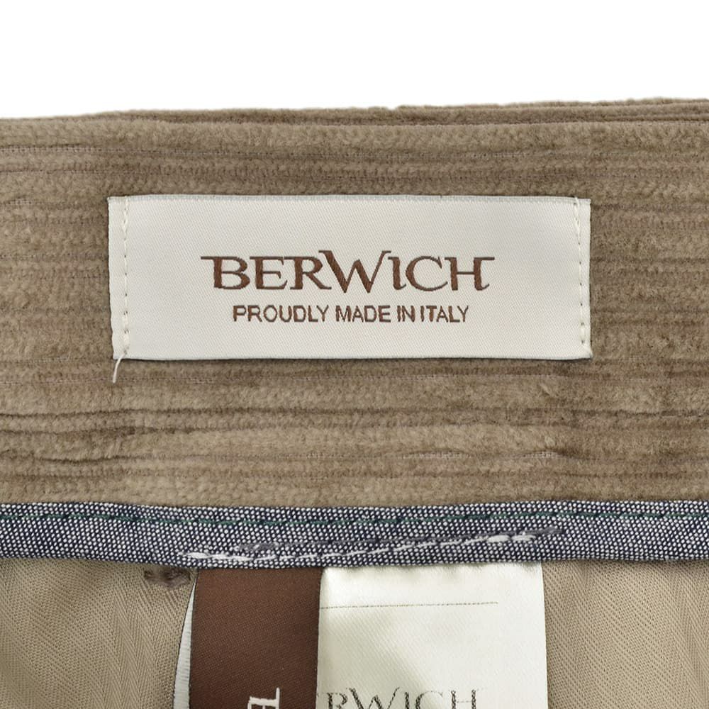 ベルウィッチBERWICHチノスラックスメンズコーデュロイパンツスコッチSCOTCHコットングレージュワイドシルエットサイドアジャスター調節国内正規品でらでら公式ブランド