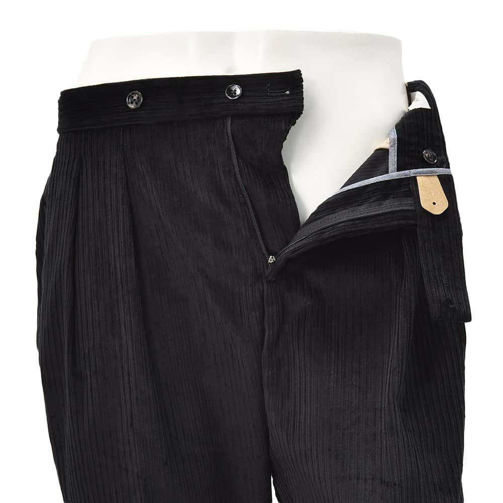 ベルウィッチBERWICHチノスラックスメンズコーデュロイパンツスコッチSCOTCHコットンブラック黒ワイドシルエットサイドアジャスター調節国内正規品でらでら公式ブランド