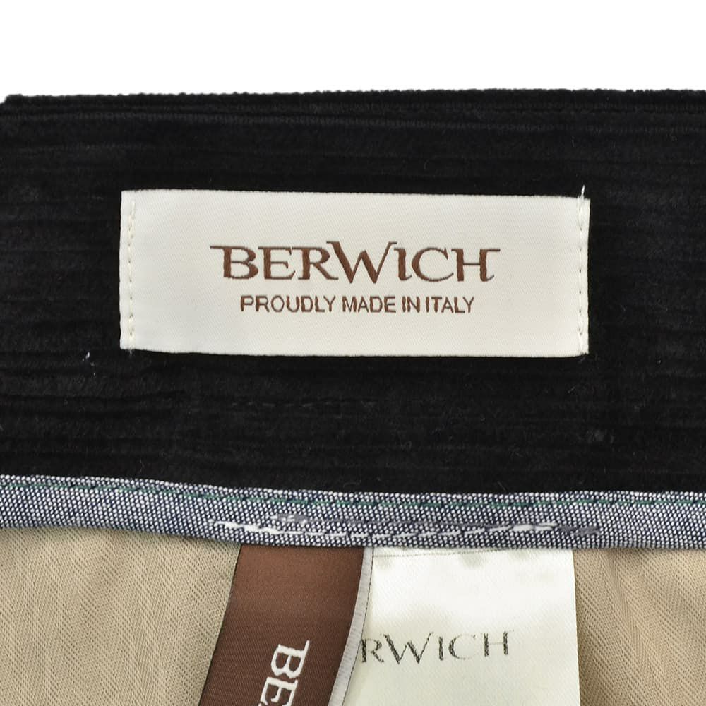 ベルウィッチBERWICHチノスラックスメンズコーデュロイパンツスコッチSCOTCHコットンブラック黒ワイドシルエットサイドアジャスター調節国内正規品でらでら公式ブランド