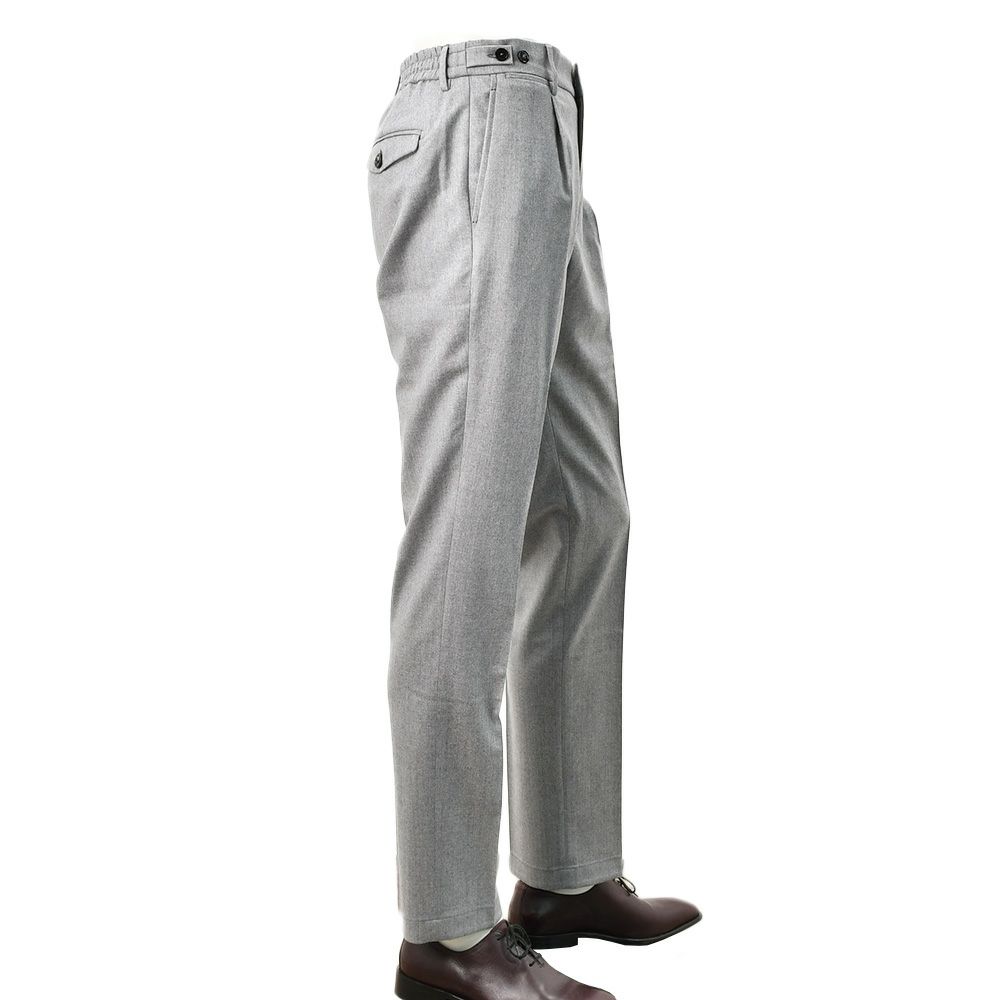 ベルウィッチBERWICHチノスラックスメンズウールパンツベルトBERTOウールアイスグレー灰色1プリーツシャーリング仕様サイドアジャスター釦国内正規品でらでら公式ブランド
