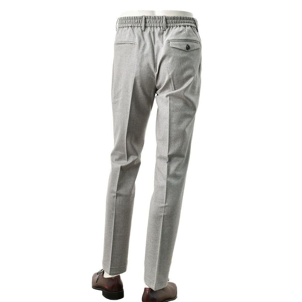 ベルウィッチBERWICHチノスラックスメンズウールパンツベルトBERTOウールアイスグレー灰色1プリーツシャーリング仕様サイドアジャスター釦国内正規品でらでら公式ブランド