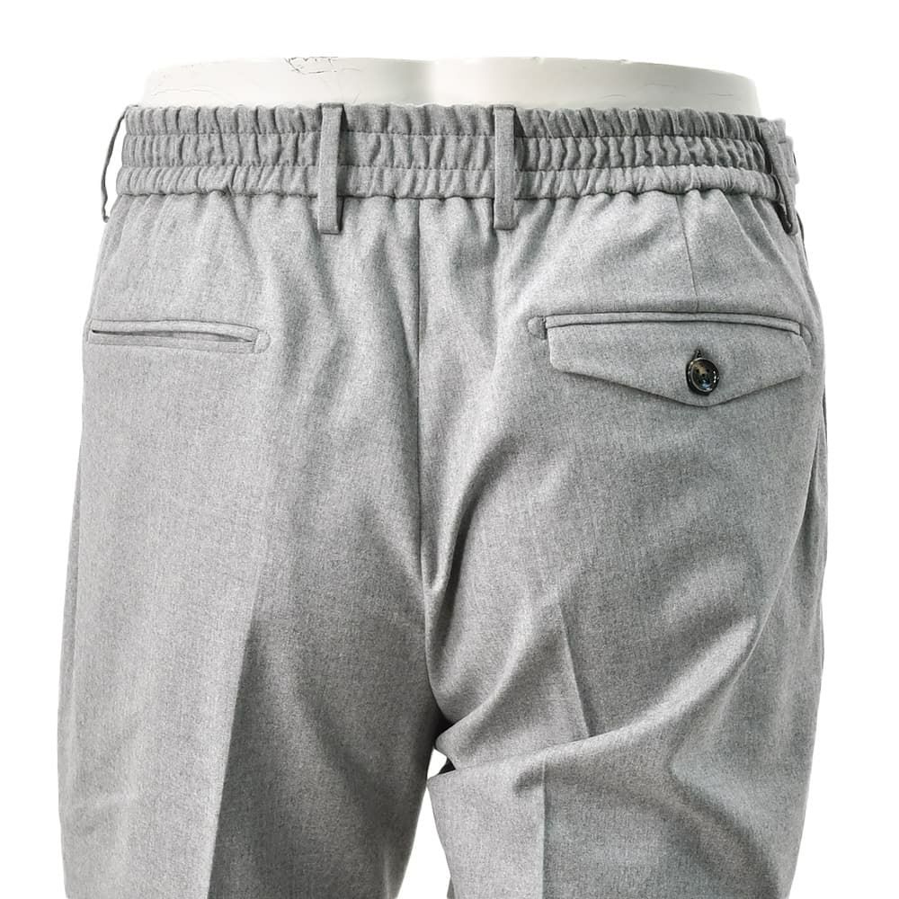 ベルウィッチBERWICHチノスラックスメンズウールパンツベルトBERTOウールアイスグレー灰色1プリーツシャーリング仕様サイドアジャスター釦国内正規品でらでら公式ブランド