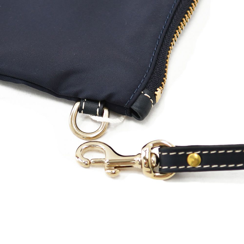 フェリージFelisiマルチケース男女兼用739/2/DSシルキーナイロンネイビー紺レザーストラップ付きコンパクトポーチファスナー開閉式国内正規品でらでら公式ブランド