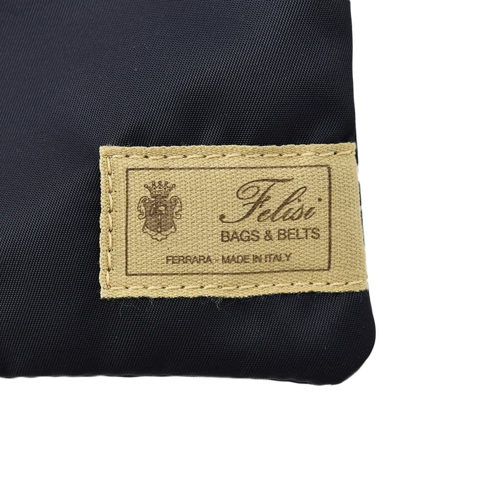 フェリージFelisiマルチケース男女兼用739/2/DSシルキーナイロンネイビー紺レザーストラップ付きコンパクトポーチファスナー開閉式国内正規品でらでら公式ブランド