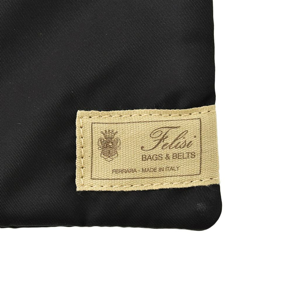 フェリージFelisiマルチケース男女兼用739/2/DSシルキーナイロンブラック黒レザーストラップ付きコンパクトポーチファスナー開閉式国内正規品でらでら公式ブランド