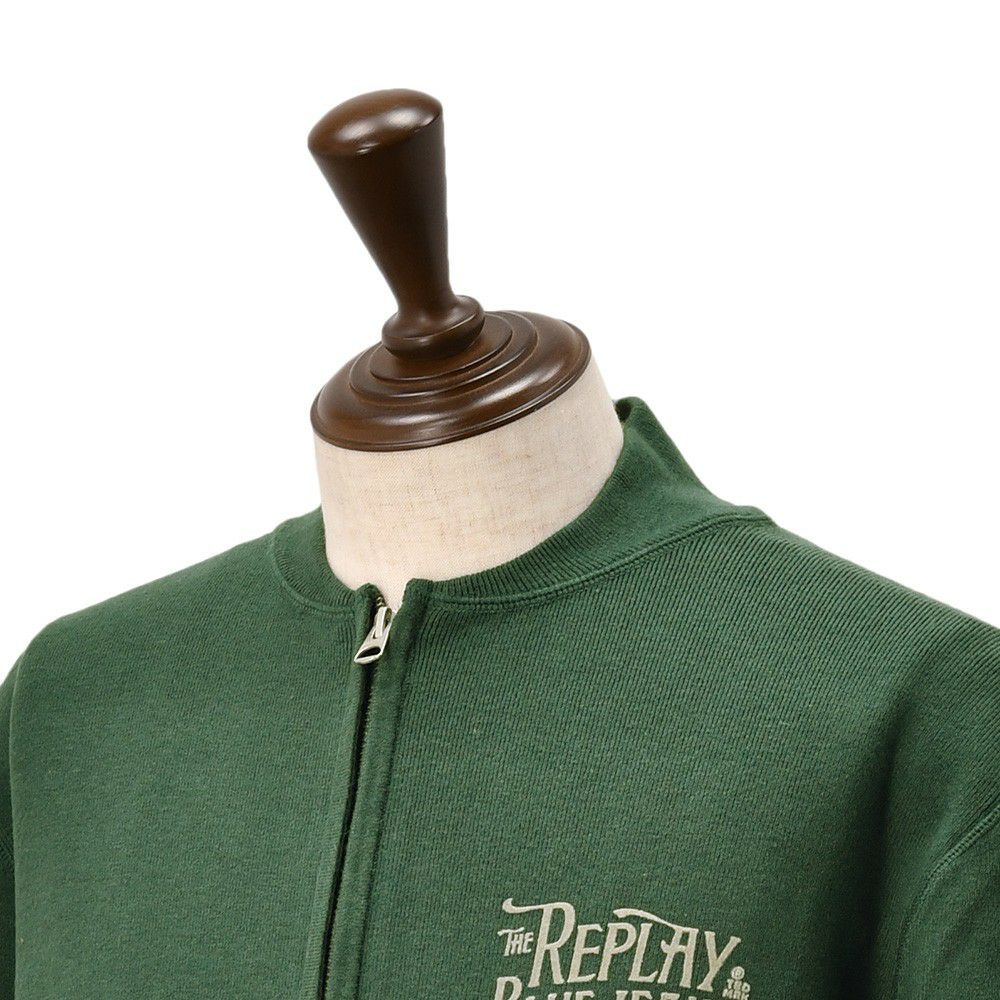 リプレイREPLAYニットブルゾンメンズアウターアクリルポリウレタングリーン緑リブ襟国内正規品でらでら公式ブランド