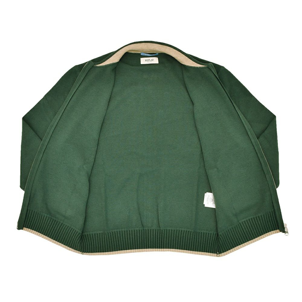 リプレイREPLAYニットブルゾンメンズアウターアクリルポリウレタングリーン緑リブ襟国内正規品でらでら公式ブランド