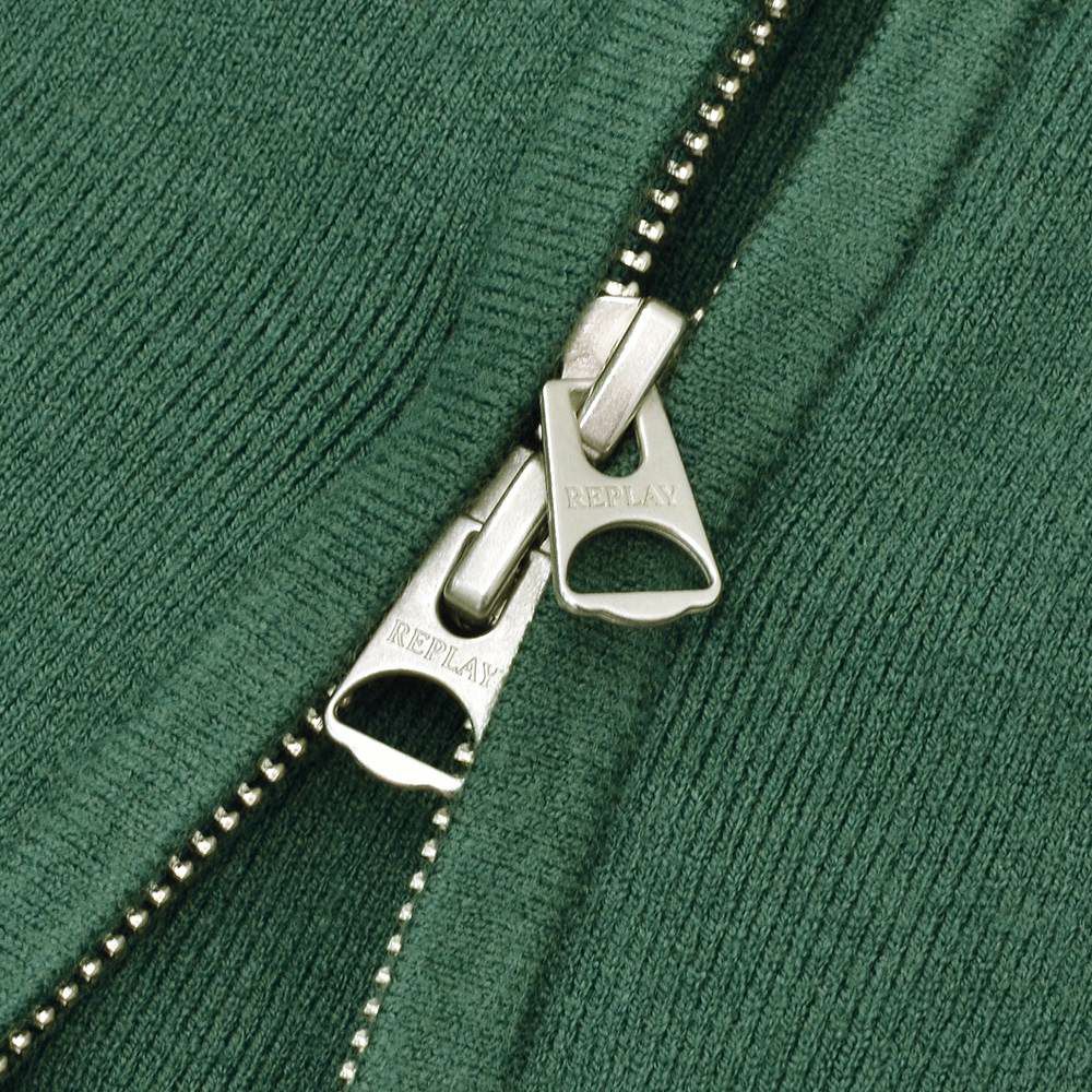 リプレイREPLAYニットブルゾンメンズアウターアクリルポリウレタングリーン緑リブ襟国内正規品でらでら公式ブランド