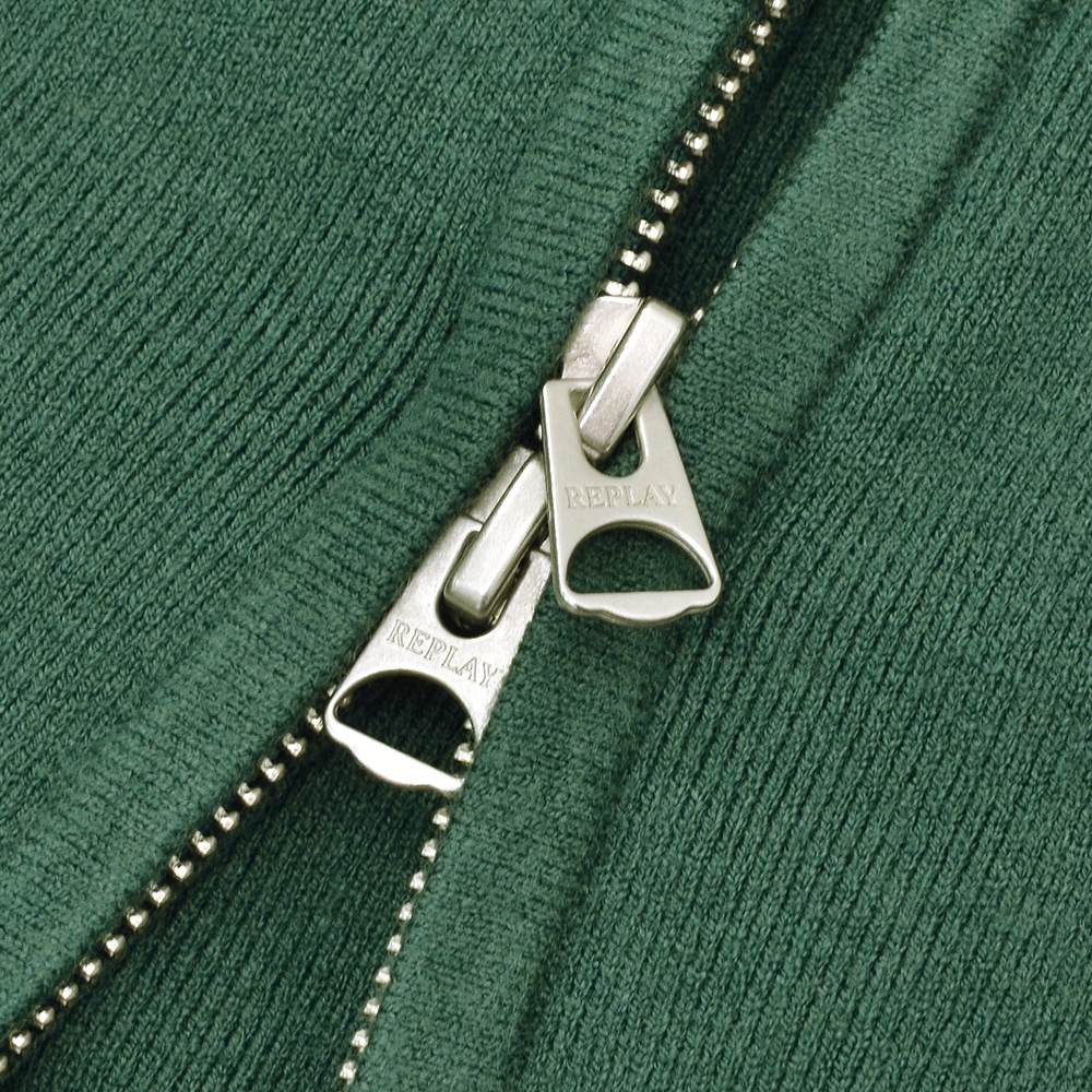 リプレイREPLAYニットブルゾンメンズアウターアクリルポリウレタングリーン緑リブ襟国内正規品でらでら公式ブランド