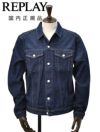 リプレイREPLAYデニムジャケットメンズGジャンブルゾンコットンポリウレタンサスティナブルインディゴ紺国内正規品でらでら公式ブランド