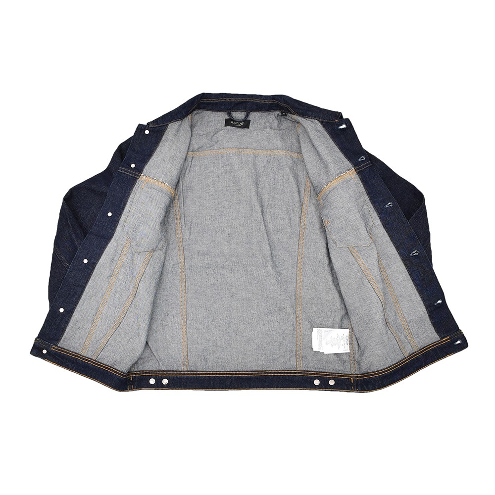 リプレイREPLAYデニムジャケットメンズGジャンブルゾンコットンポリウレタンサスティナブルインディゴ紺国内正規品でらでら公式ブランド