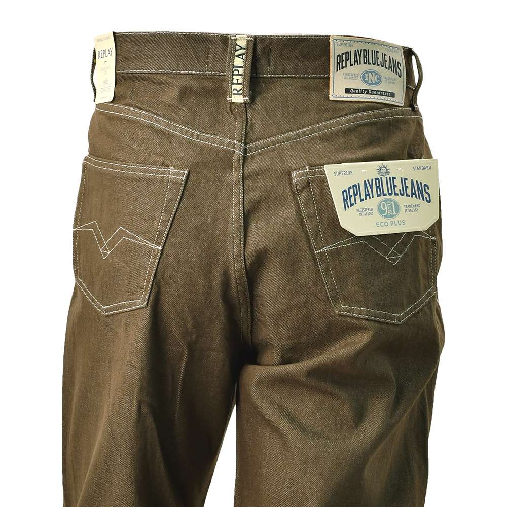 リプレイREPLAYジーンズメンズデニムパンツSTRAIGHTFITストレートフィットコットン100%ブラウン国内正規品でらでら公式ブランド