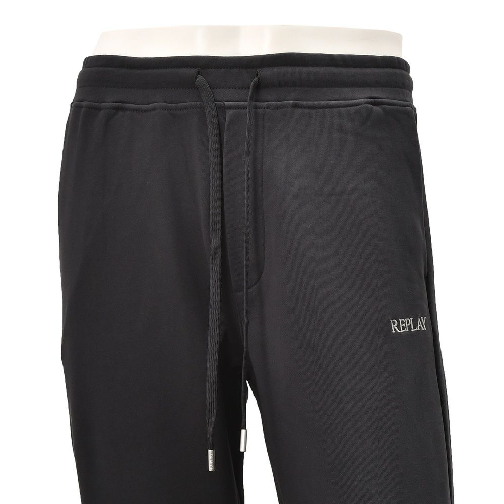 リプレイREPLAYジョガーパンツメンズスポーツジムジャージコットンブラック黒裾リブ国内正規品でらでら公式ブランド