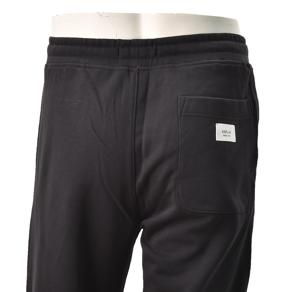 リプレイREPLAYジョガーパンツメンズスポーツジムジャージコットンブラック黒裾リブ国内正規品でらでら公式ブランド