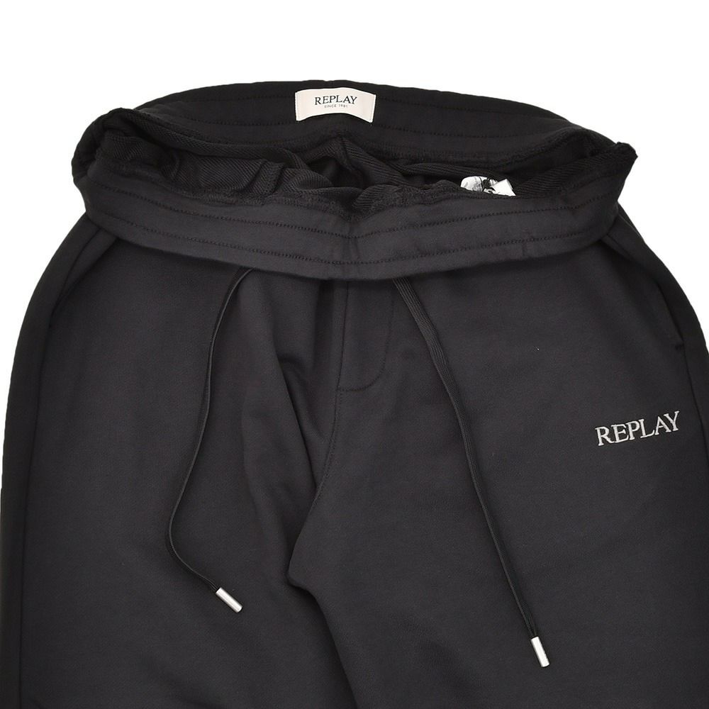 リプレイREPLAYジョガーパンツメンズスポーツジムジャージコットンブラック黒裾リブ国内正規品でらでら公式ブランド