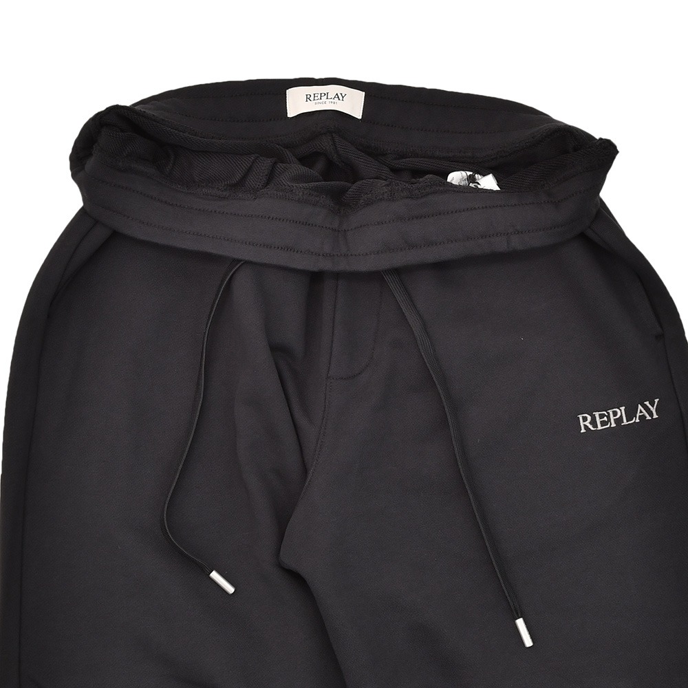 リプレイREPLAYジョガーパンツメンズスポーツジムジャージコットンブラック黒裾リブ国内正規品でらでら公式ブランド
