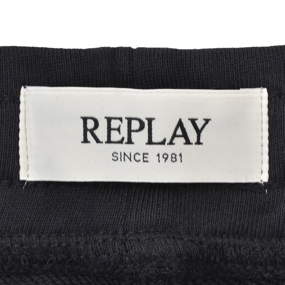 リプレイREPLAYジョガーパンツメンズスポーツジムジャージコットンブラック黒裾リブ国内正規品でらでら公式ブランド