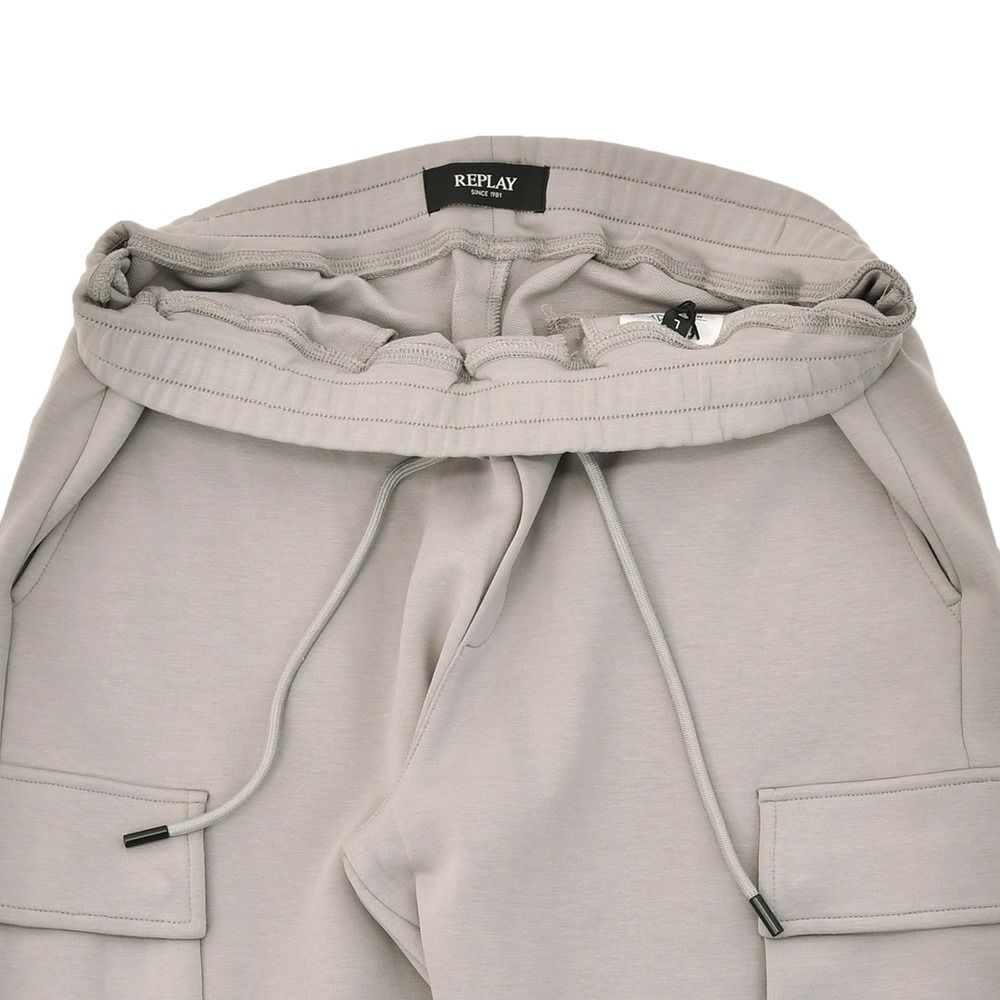 リプレイREPLAYジョガーパンツメンズカーゴジョガーコットンポリエステルグレージュ裾リブスポーツジムジャージ国内正規品でらでら公式ブランド
