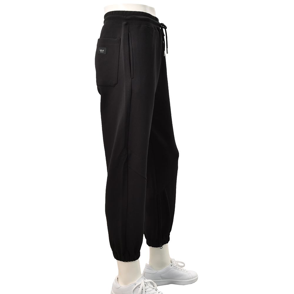 リプレイREPLAYジョガーパンツメンズスポーツジムジャージコットンポリエステルブラック黒裾リブ国内正規品でらでら公式ブランド