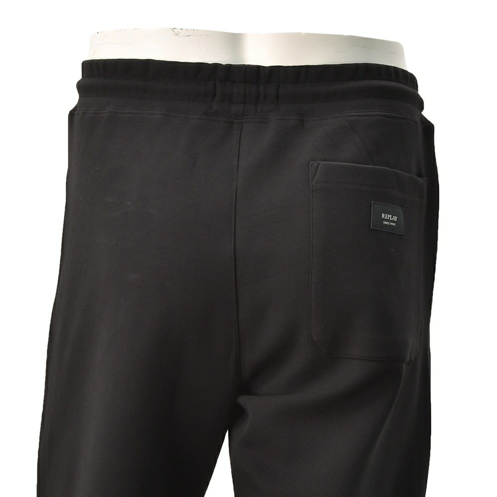 リプレイREPLAYジョガーパンツメンズスポーツジムジャージコットンポリエステルブラック黒裾リブ国内正規品でらでら公式ブランド
