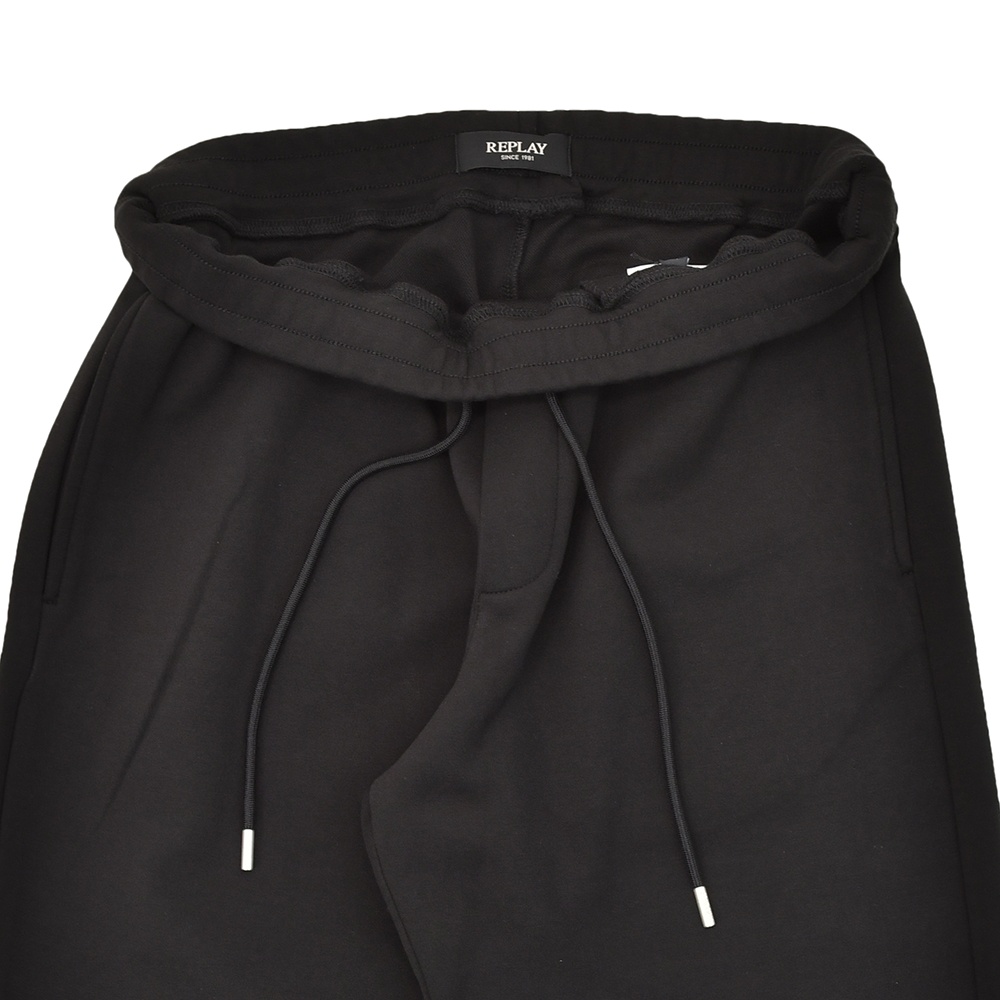 リプレイREPLAYジョガーパンツメンズスポーツジムジャージコットンポリエステルブラック黒裾リブ国内正規品でらでら公式ブランド