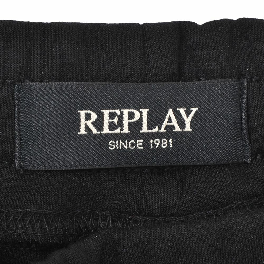 リプレイREPLAYジョガーパンツメンズスポーツジムジャージコットンポリエステルブラック黒裾リブ国内正規品でらでら公式ブランド