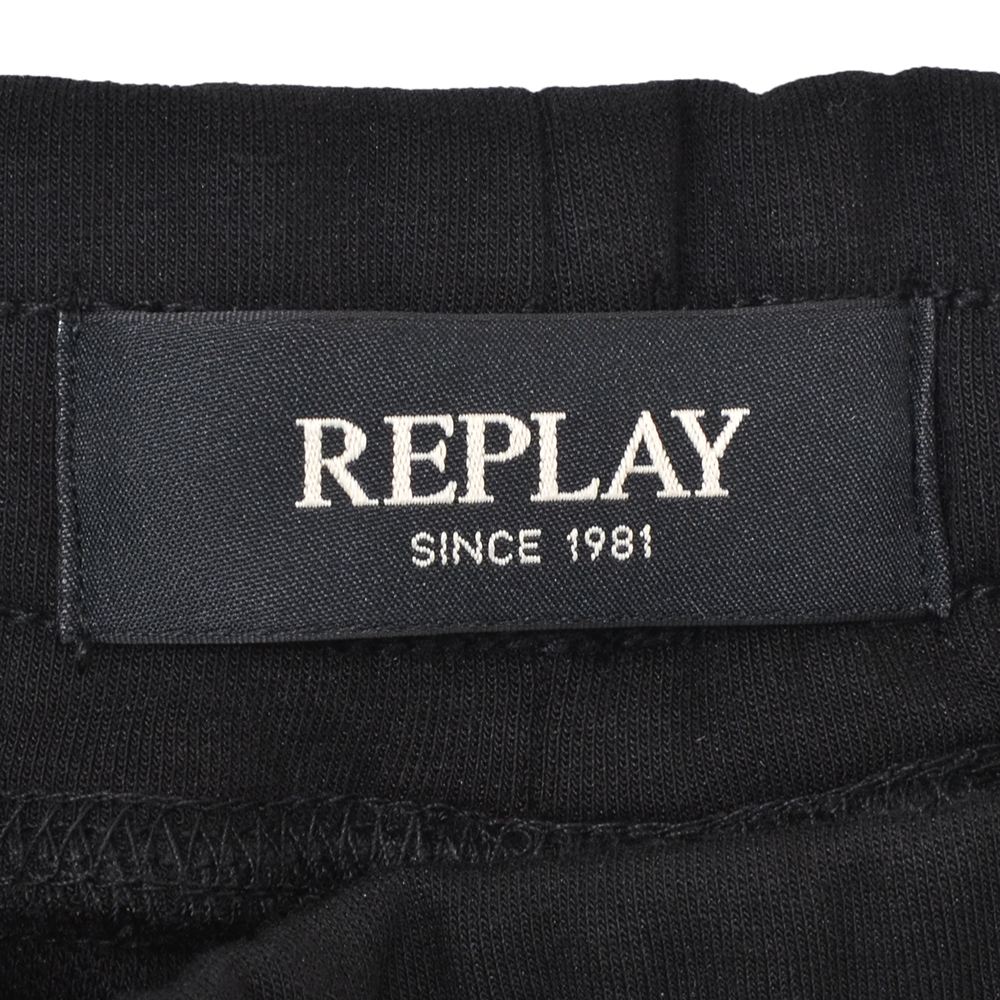 リプレイREPLAYジョガーパンツメンズスポーツジムジャージコットンポリエステルブラック黒裾リブ国内正規品でらでら公式ブランド