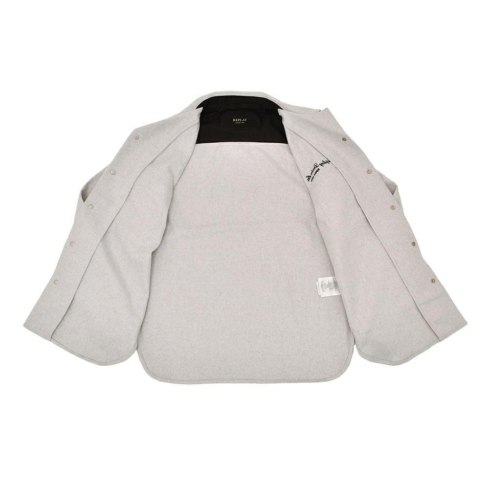 リプレイREPLAYブルゾンメンズカジュアルアウターポリエステルウールライトグレーグレージュサスティナブル国内正規品でらでら公式ブランド