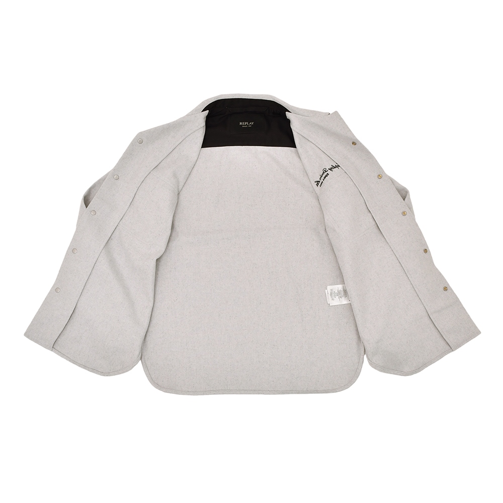リプレイREPLAYブルゾンメンズカジュアルアウターポリエステルウールライトグレーグレージュサスティナブル国内正規品でらでら公式ブランド