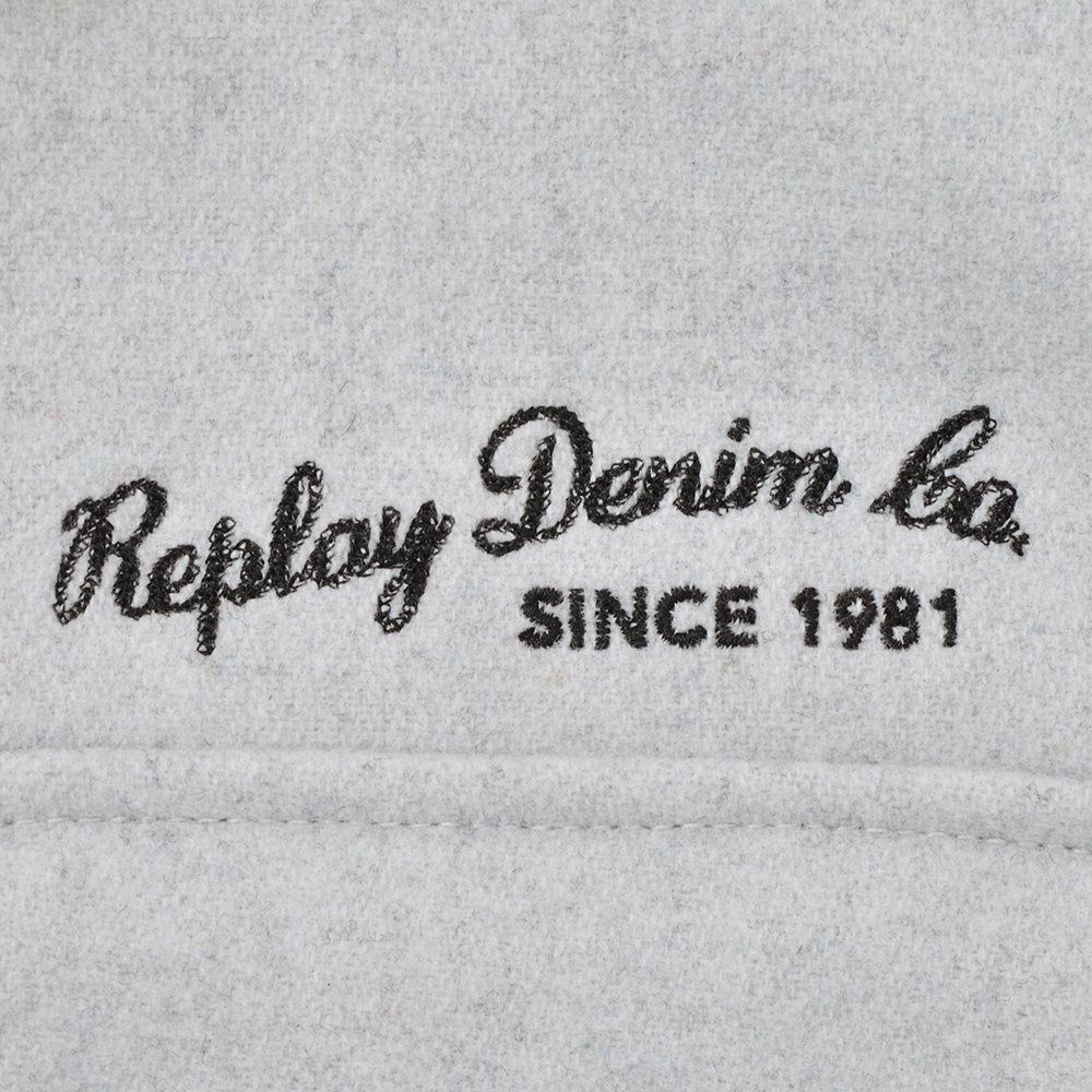 リプレイREPLAYブルゾンメンズカジュアルアウターポリエステルウールライトグレーグレージュサスティナブル国内正規品でらでら公式ブランド