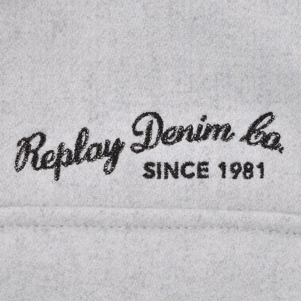 リプレイREPLAYブルゾンメンズカジュアルアウターポリエステルウールライトグレーグレージュサスティナブル国内正規品でらでら公式ブランド