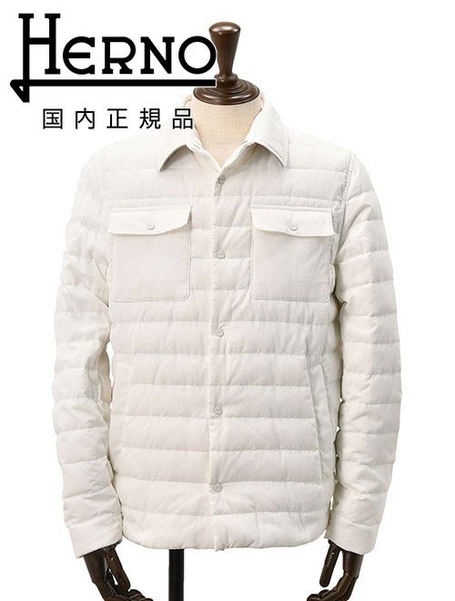 ヘルノリゾートHERNORESORTダウンジャケットメンズライトアウターダウンブルゾンPI00106UR細畝コーデュロイコットン100%ホワイト白レギュラーフィット国内正規品でらでら公式ブランド