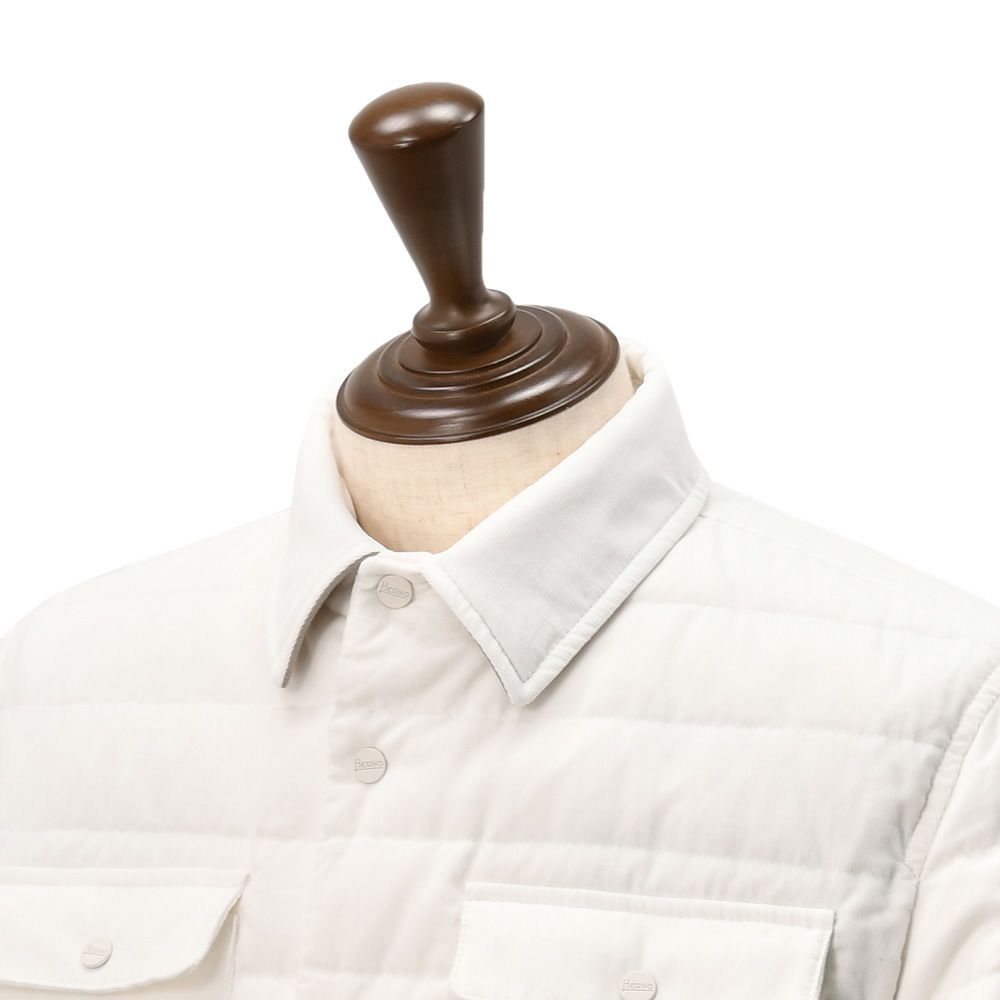 ヘルノリゾートHERNORESORTダウンジャケットメンズライトアウターダウンブルゾンPI00106UR細畝コーデュロイコットン100%ホワイト白レギュラーフィット国内正規品でらでら公式ブランド