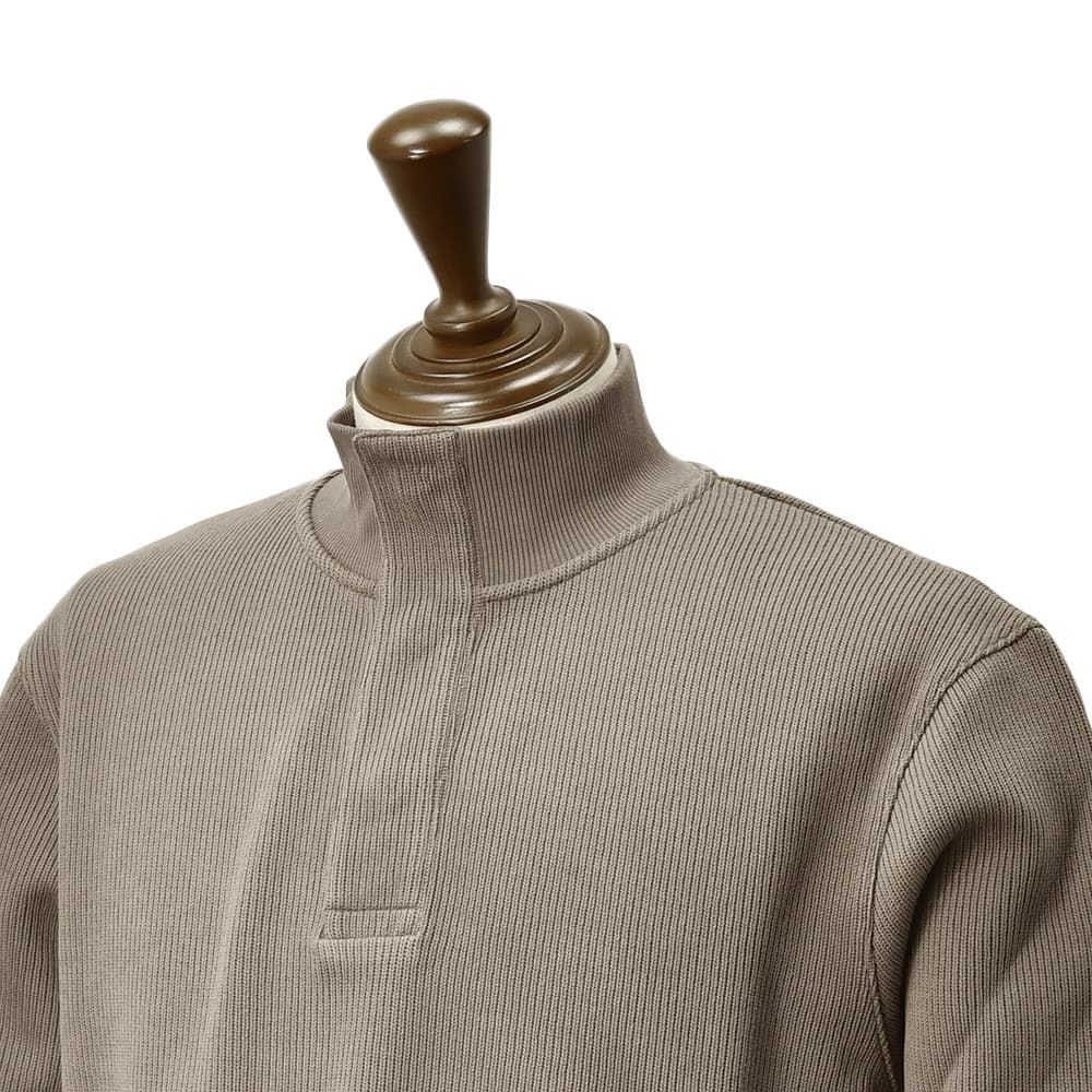 ヘルノリゾートHERNORESORTスタンドネックニットウェアメンズJL00002URコットン100%ブラウングレージュ茶フライフロント国内正規品でらでら公式ブランド