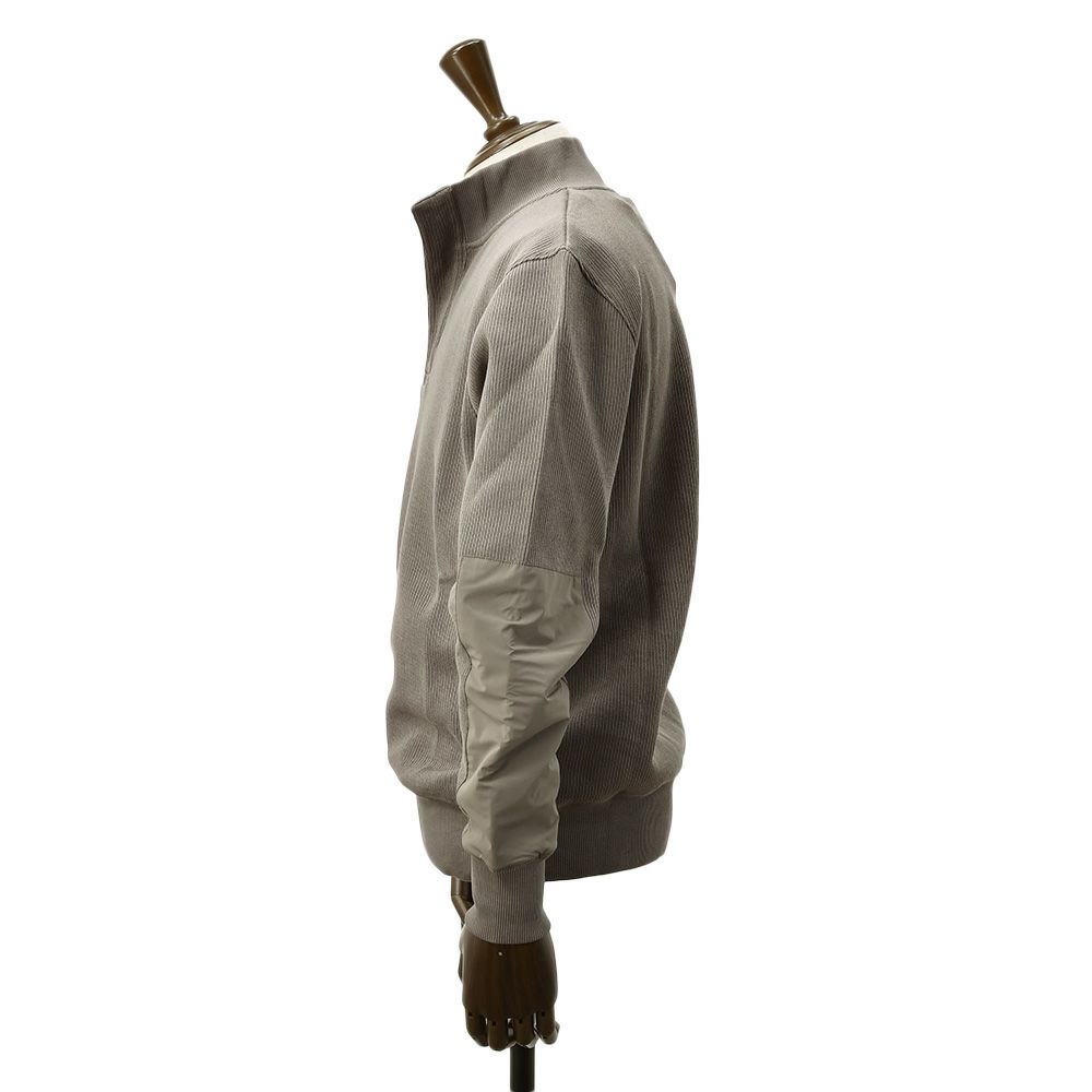 ヘルノリゾートHERNORESORTスタンドネックニットウェアメンズJL00002URコットン100%ブラウングレージュ茶フライフロント国内正規品でらでら公式ブランド