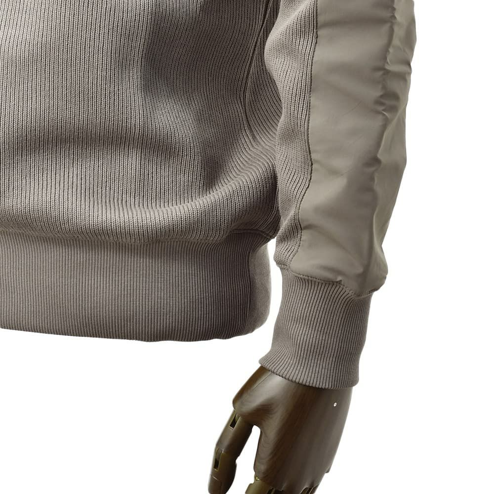 ヘルノリゾートHERNORESORTスタンドネックニットウェアメンズJL00002URコットン100%ブラウングレージュ茶フライフロント国内正規品でらでら公式ブランド