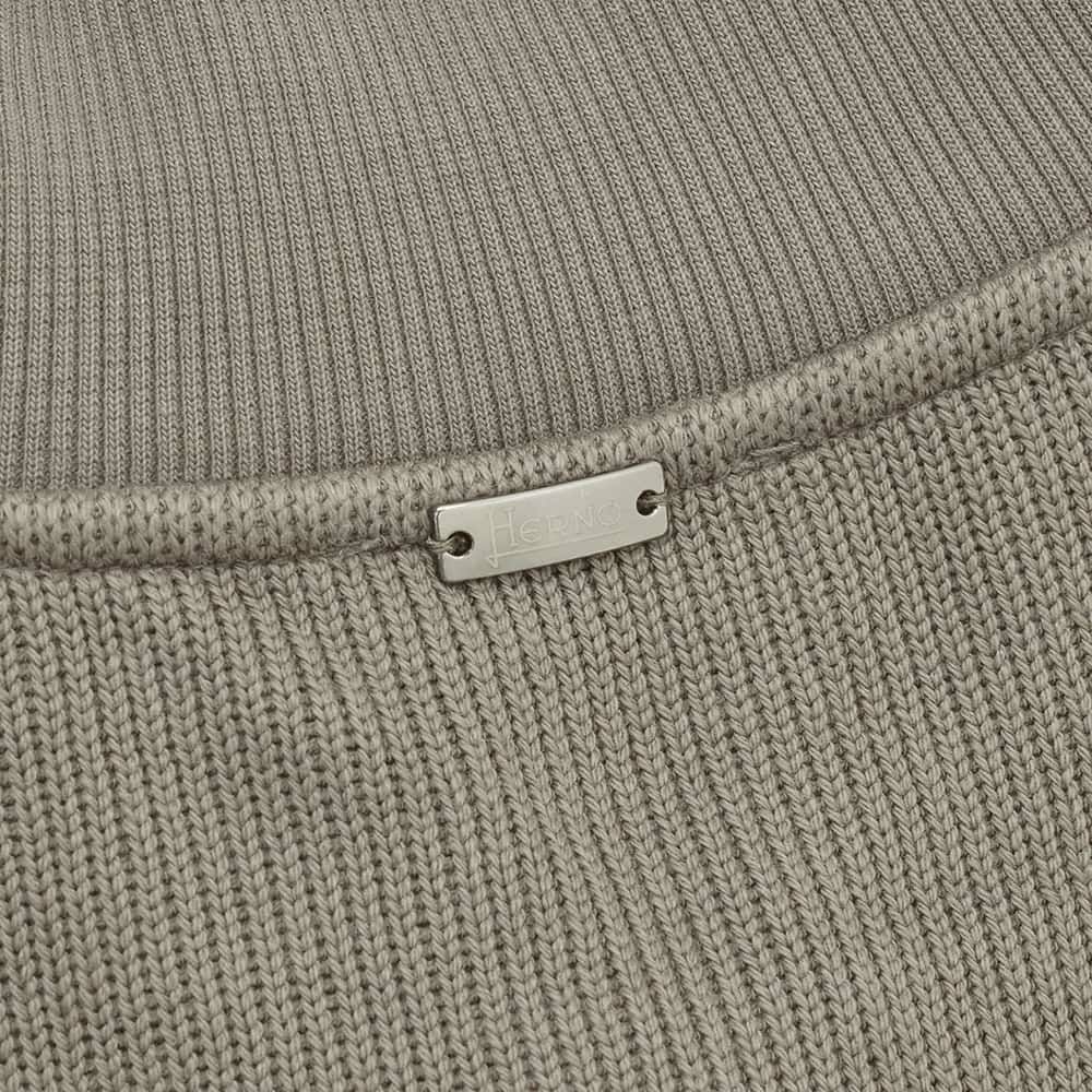 ヘルノリゾートHERNORESORTスタンドネックニットウェアメンズJL00002URコットン100%ブラウングレージュ茶フライフロント国内正規品でらでら公式ブランド