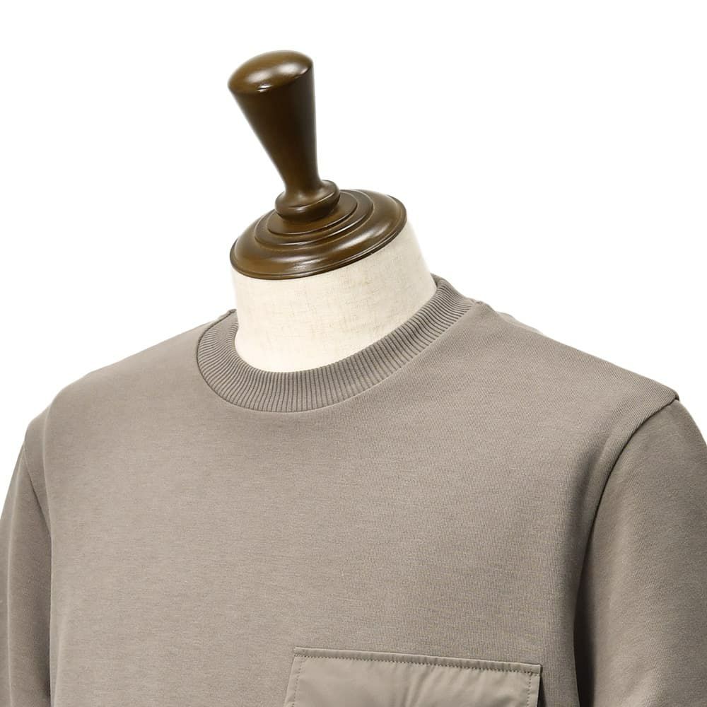 ヘルノリゾートHERNORESORT長袖トレーナーメンズスウェットシャツJG00041URコットングレーブラウンベージュクルーネックロゴプレート胸ポケット国内正規品でらでら公式ブランド