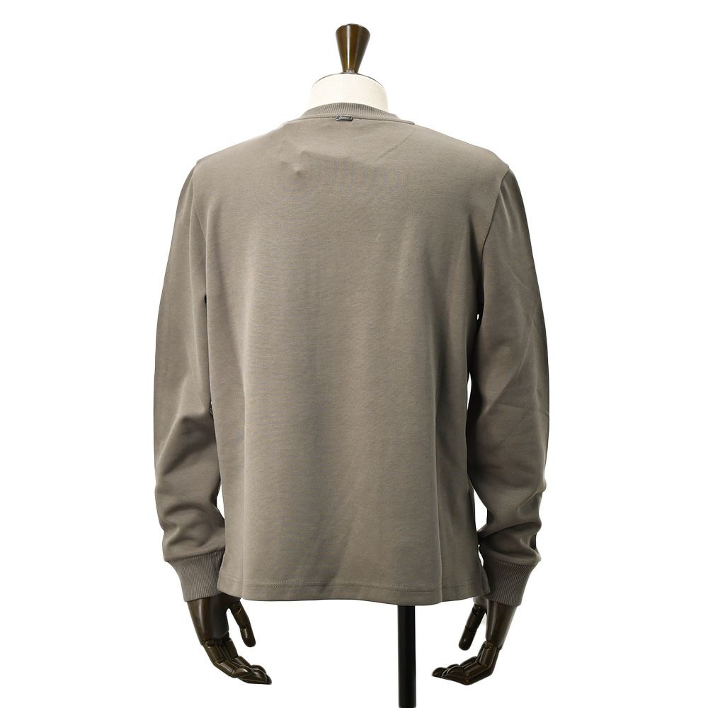 ヘルノリゾートHERNORESORT長袖トレーナーメンズスウェットシャツJG00041URコットングレーブラウンベージュクルーネックロゴプレート胸ポケット国内正規品でらでら公式ブランド