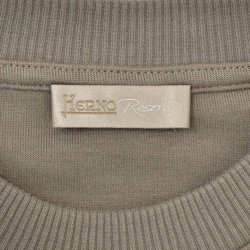 ヘルノリゾートHERNORESORT長袖トレーナーメンズスウェットシャツJG00041URコットングレーブラウンベージュクルーネックロゴプレート胸ポケット国内正規品でらでら公式ブランド