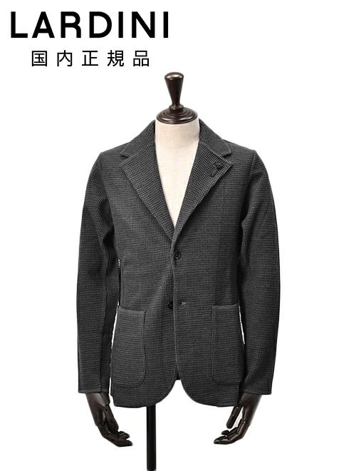 ラルディーニLARDINIニットジャケットメンズ2つ釦シングルフロントALJM56ウール100%チャコールグレーカーディガンブート二エール付国内正規品でらでら公式ブランド