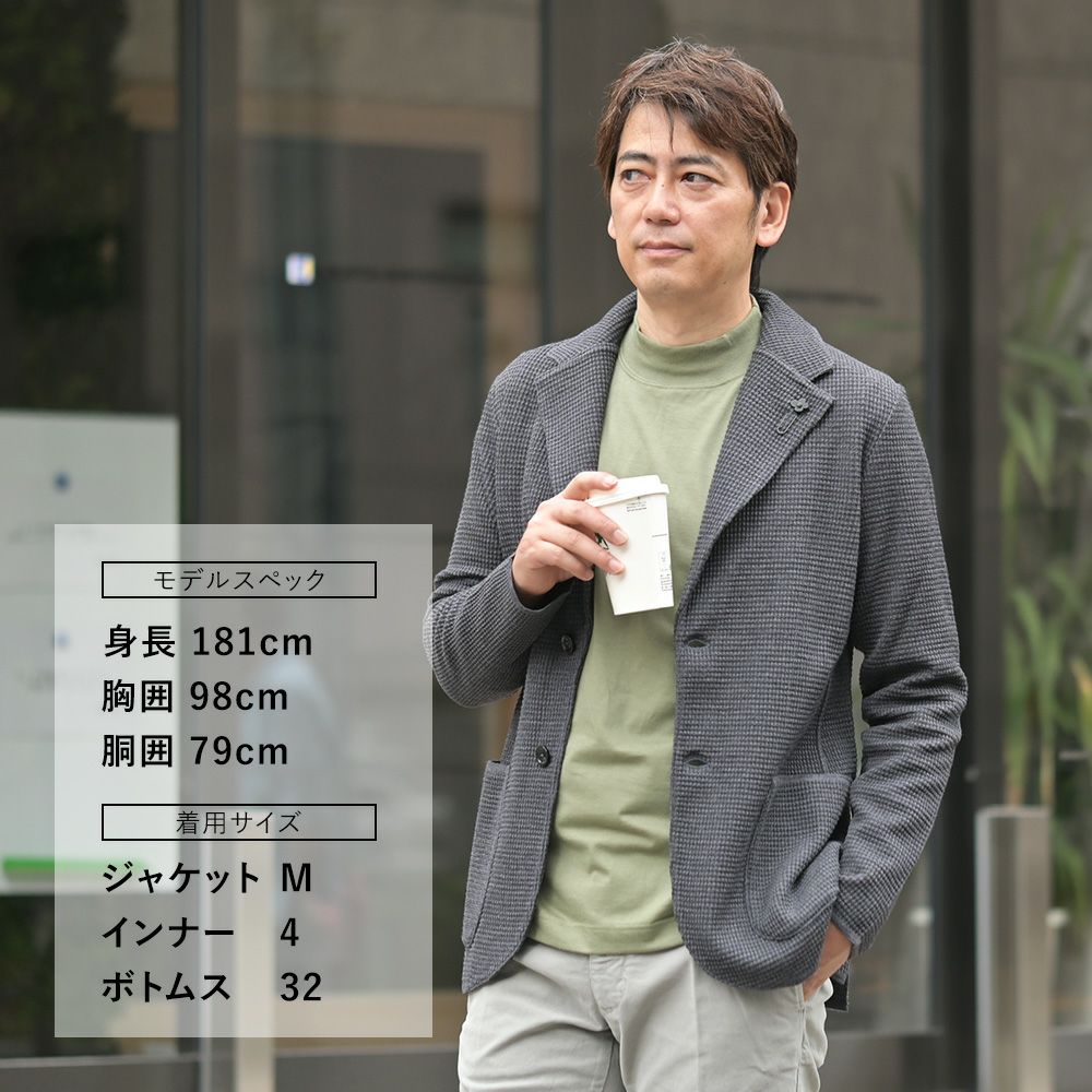 ラルディーニLARDINIニットジャケットメンズ2つ釦シングルフロントALJM56ウール100%チャコールグレーカーディガンブート二エール付国内正規品でらでら公式ブランド